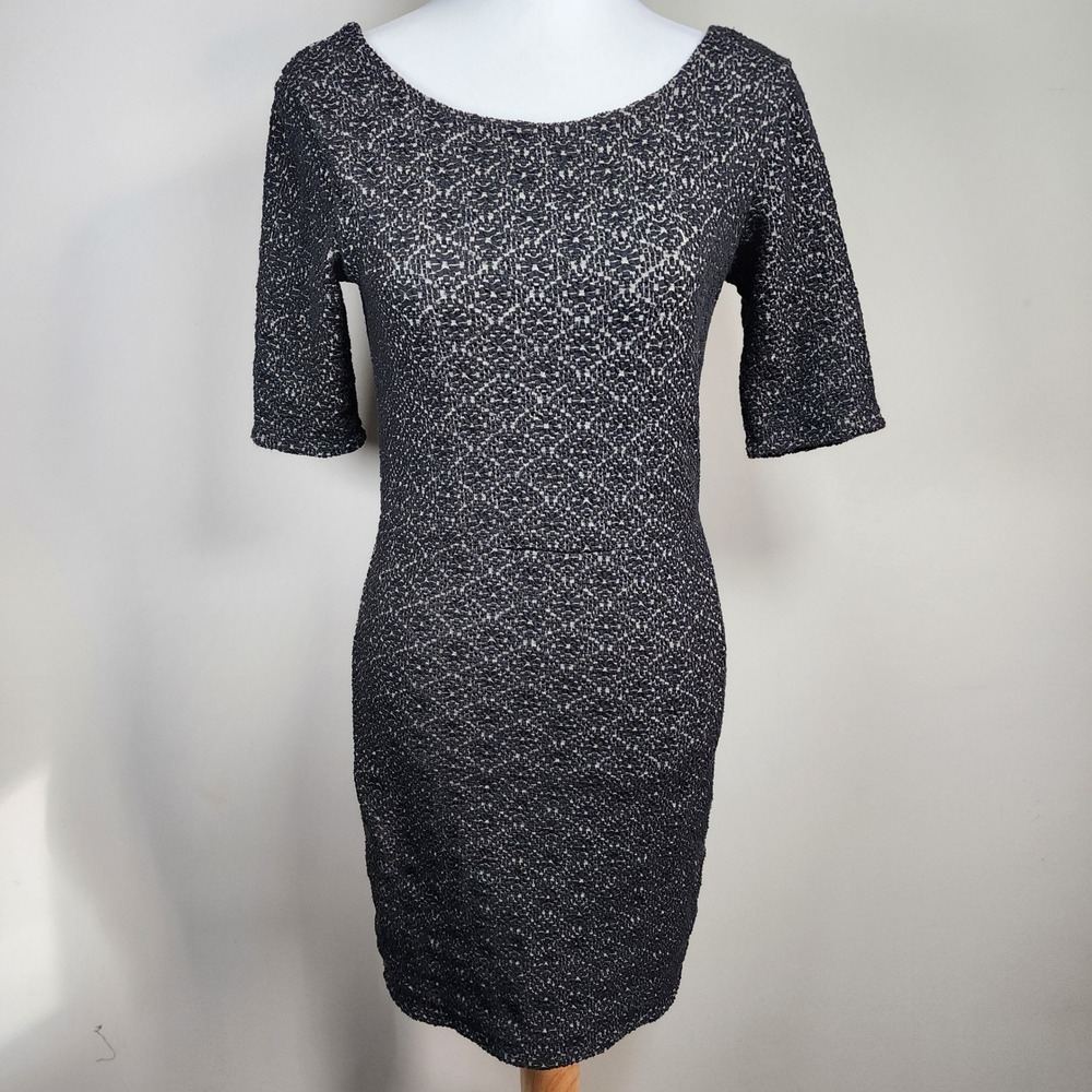 Free‎ People Bodycon Dress Womens Medium Black White Scoop Back Mini Boho Event